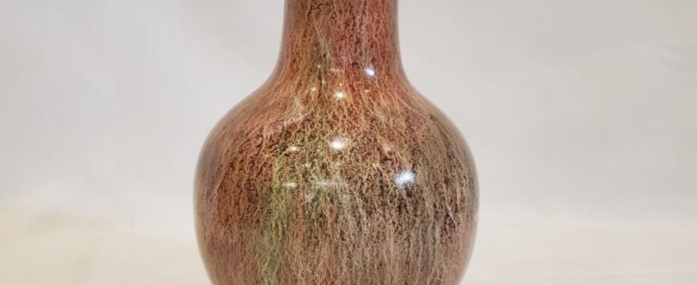 4 - enamelled brass vase